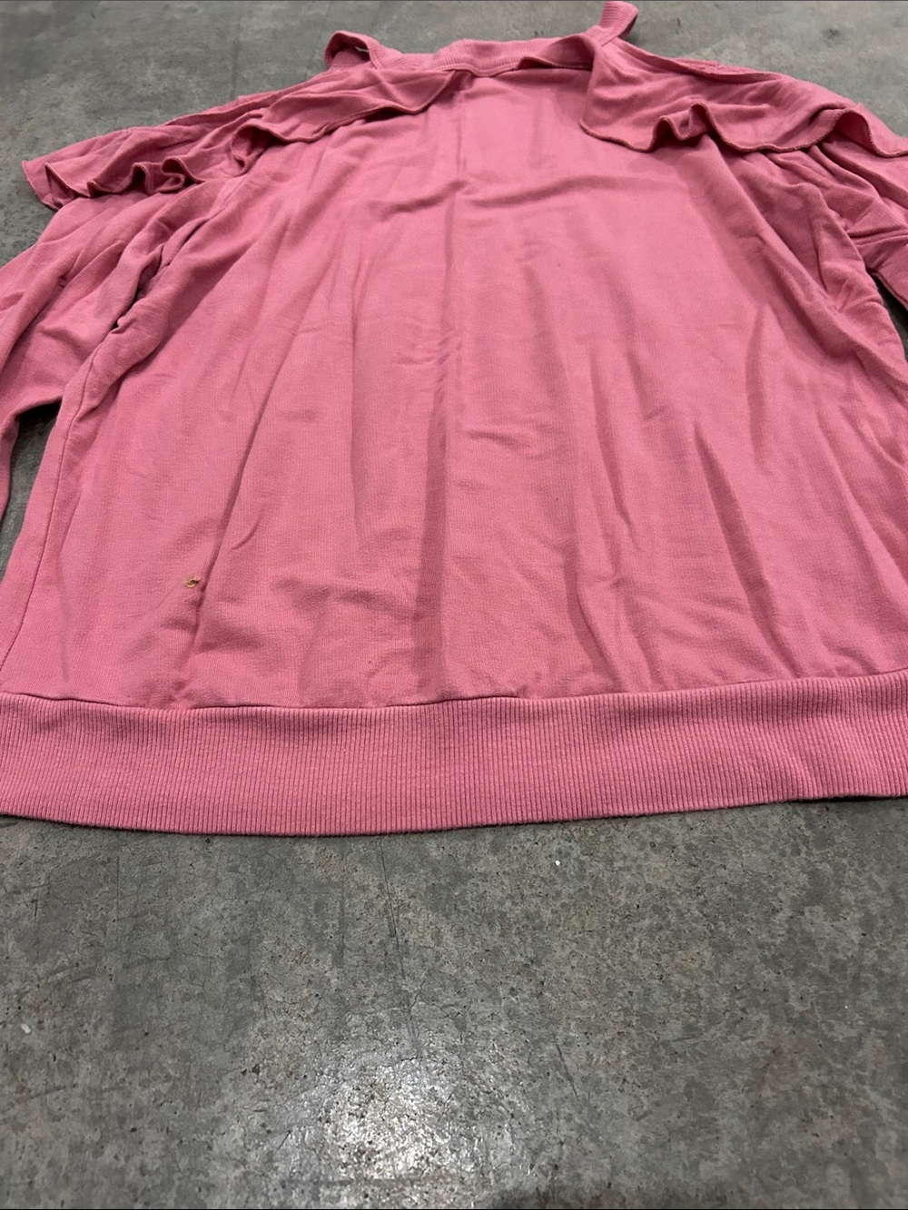 Express Pink Cold-Shoulder Ruffle Sweatshirt - Picture 3 of 8